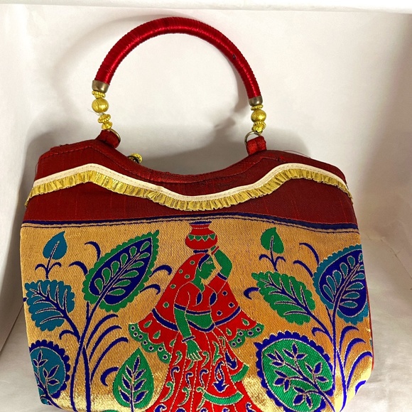 Lotus and Woman Decorated Exotic Tote Zip Closure - Picture 1 of 7